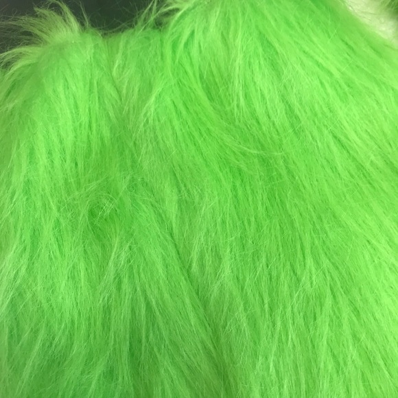 Neon Green Fur Leg Warmers Flared Boot Covers Corset Legwarmers Monster Costume - Picture 4 of 8